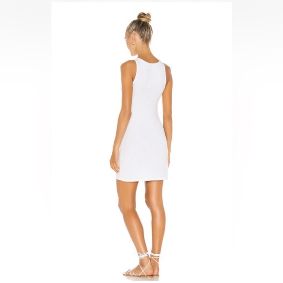 Michael Lauren Runner Tank Dress White Mini Ribbed Mini Casual M NWT $88 - Picture 3 of 11